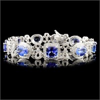 14K Gold 13.09ct Tanzanite & 1.77ct Diamond Bracel