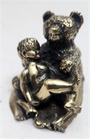 Small Brass Bear with Child, Numbered 374/2500