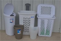 Assortment of Laundry Hampers, and Waste Baskets