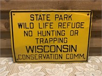 VINTAGE WISCONSIN CONSERVATION SIGN WILD LIFE