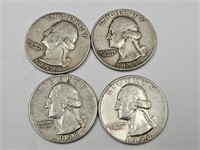 4 Silver Quarters 1958 D