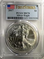 2017 AMERICAN SILVER EAGLE PCGS MS70