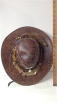Non-Leather Hat W/Metal, fur, and Jewelry U8B