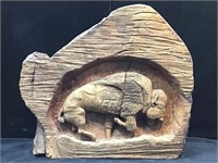 Double Sided Natural Wood Carving.