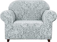 Subrtex 2 Piece Jacquard Chair Slipcover, Grey