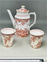 Royal Crown Derby china - Red Aves - Cocoa set