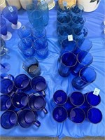 COBALT TUMBLERS, MUGS, STEMS AND OTHER BLUE COLOR