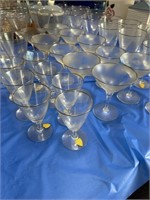 37 PC SET OF TIFFIN SILVER RIMMED STEMWARE AND