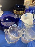 COBALT PLATES, BOWL, OTHER BLUE COLOR PLATES AND