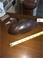 Heavy Teakwood Carved Duck