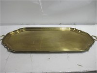 29"x 16" Vtg Brass Serving Tray W/Handles