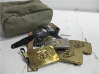 Bag W/Assorted Vtg Military Buckles & More Shown