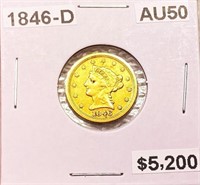 1846-D $2.50 Gold Quarter Eagle ABOUT UNC