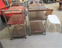 2 Metal Utility Carts & Shower Stool "AS IS"