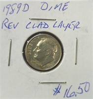 Error coin 1989d Roosevelt dime reverse clad