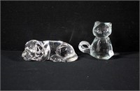 2pc Princess House Cat & Dog Lead Crystal Figurine