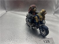MOTORCYCLE WITH RIDER AND DOG STATUE