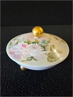VINTAGE BAVARIA HAND PAINTED COVERED DISH GILDED