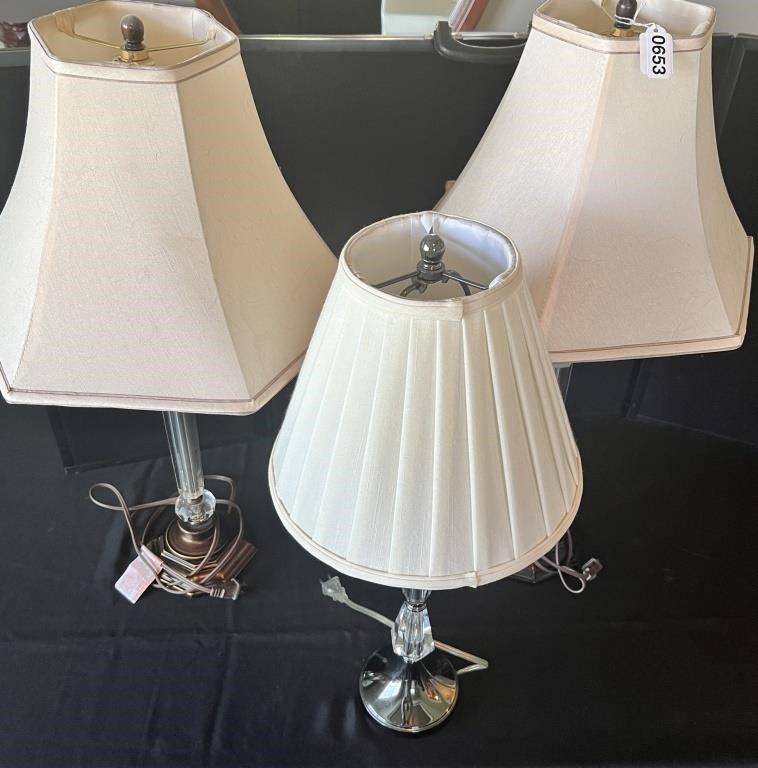 Three Table Lamps.  Two Matching.