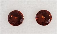 (2) Red Sapphire Round Cut Gemstones