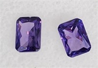 (2) Purple Tanzanite Emerald Cut Gemstones
