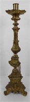 Heavy brass highly decorated tall candlestick