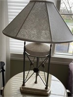 Contemporary stone & metal table lamp. Living room