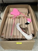 Boxes of outside flamingos