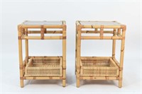 BIELECKY BROTHERS RATTAN END TABLES