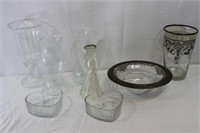 Glass Candle Holders, Bowls & Vase