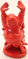 Red Buddha ceramic figurine