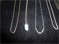 4pc Sterling Silver Necklace & Chains