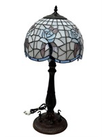 Tiffany Style Stained Glass Rose Table Lamp