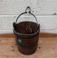 Coopered Timber Bucket with Iron Handle