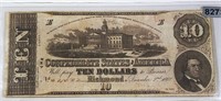 1862 $10 Confederate Bill UNCIRCULATED