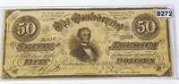 1661 $50 Confederate Bill UNCIRCULATED