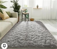 $80  Ultra Soft Indoor Modern Area Rug Fluffy gray