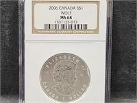 MS 68 1 OZ Canada Wold 1 Dollar Silver Coin