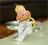 Natural Ruby Diamond Ring 18K Gold