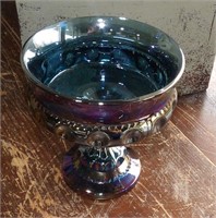 Vintage Indiana Blue Carnival Glass Compote Dish