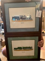 PAIR OF TRAIN PRINTS IN FRAMES