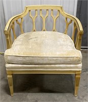 (Z) Wooden Art Deco Style Cushioned Arm Chair