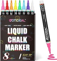 GOTIDEAL Liquid Chalk Markers, Fine Tip 8 Colors W
