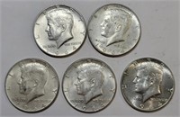(5) 1964 Silver Kennedy 1/2 Dollars **