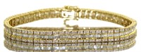 18kt Gold 9.60 ct Triple Row Diamond Bracelet