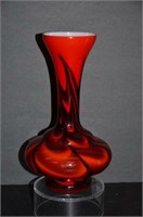 Large Swirl Pattern Art Glass Vase