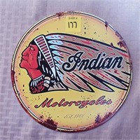 Indian Motorcycles Round Metal Sign