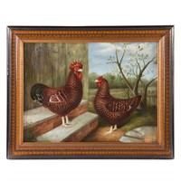 Shipley. Two Roosters, oil on canvas