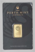 Perth Mint 5 Gram Gold Bar on Card