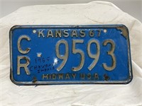1967 KANSAS Auto License Plate Tag